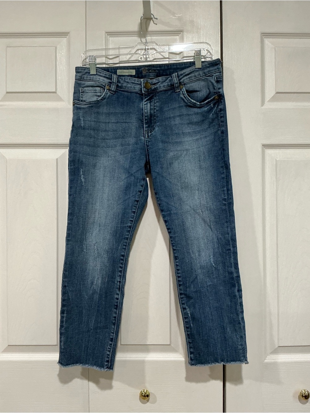 💙 Kut From The Kloth Croo Straight Leg Raw Hem Distressed Denim Jeans 10P